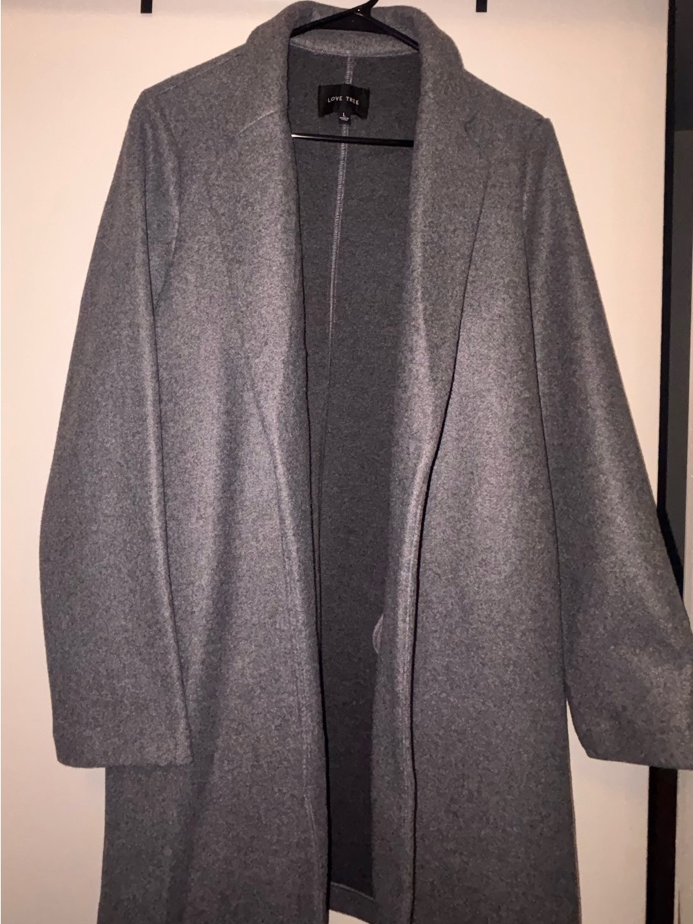 Love Tree Women's Gray Open-Front Trench Coat